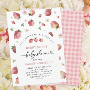 Watercolor Strawberry Baby shower Invitation