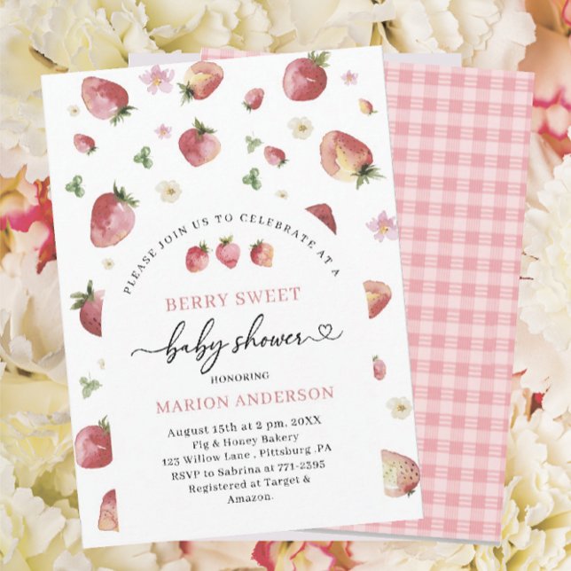 Watercolor Strawberry Baby shower  Invitation (Creator Uploaded)