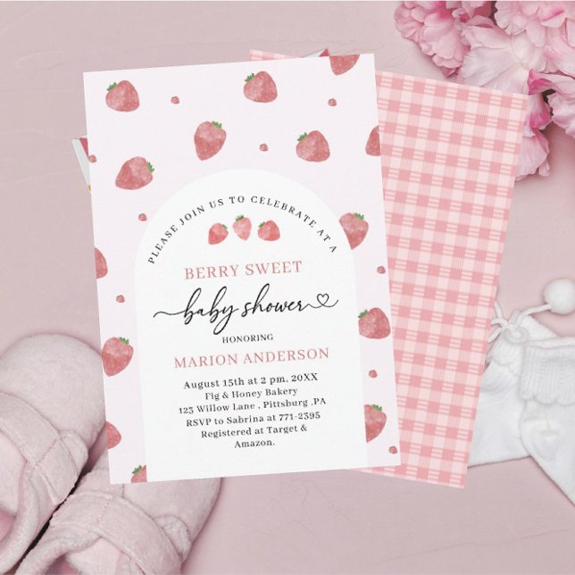Watercolor Strawberry Baby shower  Invitation (Creator Uploaded)
