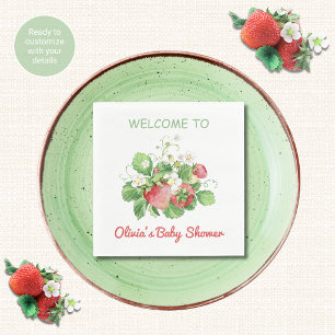 Watercolor Strawberry Baby Shower Napkins