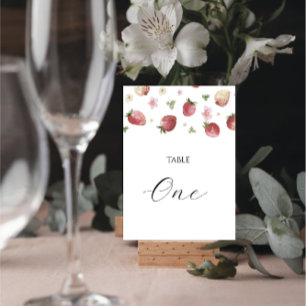 Watercolor Strawberry Baby shower Table Number