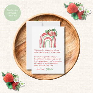 Watercolor Strawberry Baby Shower Thank You Cards