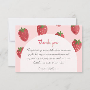 Watercolor Strawberry  Baby Shower Thank You Cards