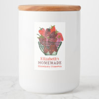Watercolor Strawberry Basket Custom Homemade Jam