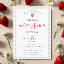 Watercolor Strawberry Berry First Birthday