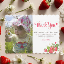 Watercolor Strawberry Berry First Birthday Photo