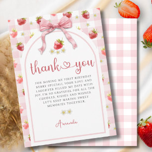 Watercolor Strawberry Birthday Thank You Card