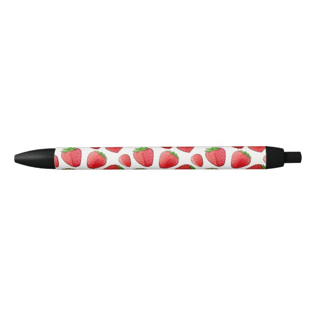 Watercolor Strawberry Black Ink Pen (Front)