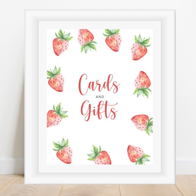 Watercolor Strawberry cards and gifts baby shower Poster (Creator Uploaded)