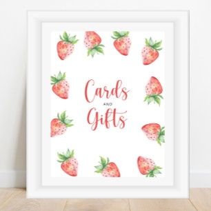 Watercolor Strawberry cards and gifts baby shower Poster