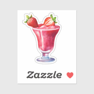 Watercolor Strawberry Cocktail Drink