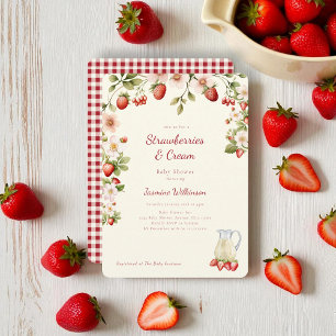 Watercolor Strawberry Cream Baby Shower Invitation