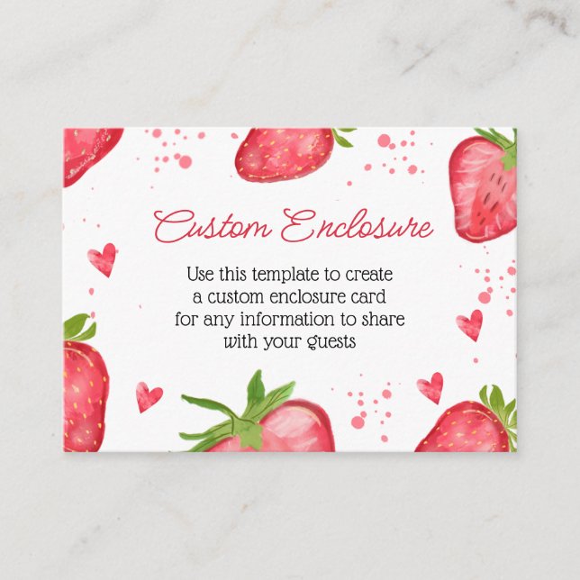 Watercolor Strawberry Customised Enclosure Card (Front)