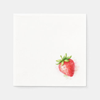 Watercolor Strawberry Cute Party Event Napkin