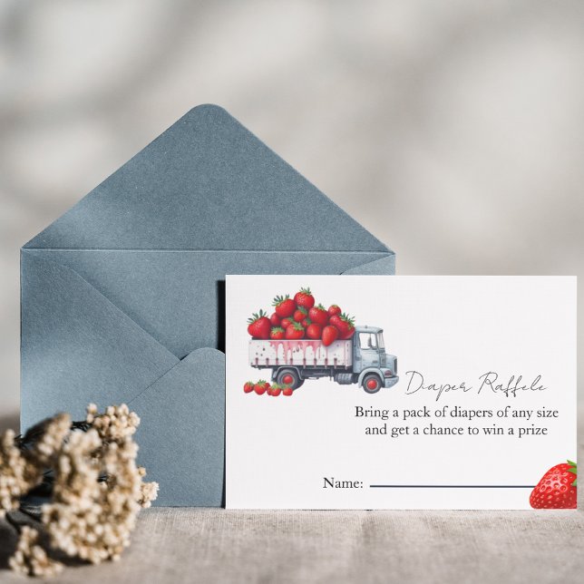 Watercolor Strawberry diaper raffle baby shower  Invitation (Creator Uploaded)