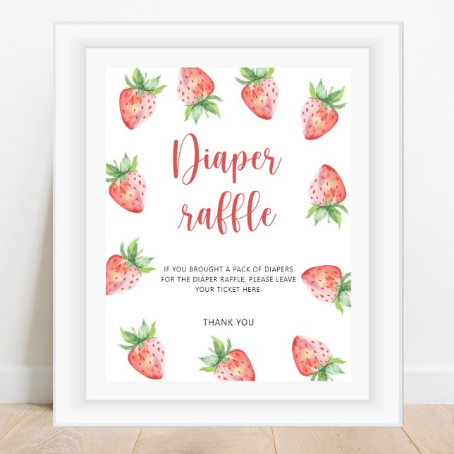Watercolor Strawberry - diaper raffle Poster (Creator Uploaded)