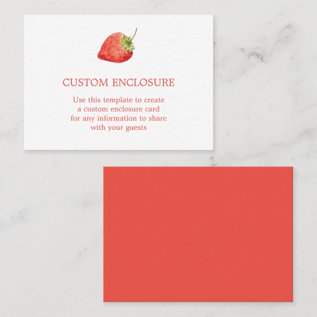 Watercolor Strawberry Enclosure Card (Front/Back)