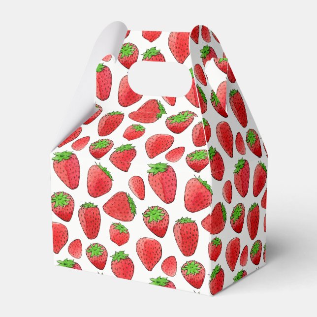 Watercolor Strawberry Favour Box (Back Side)