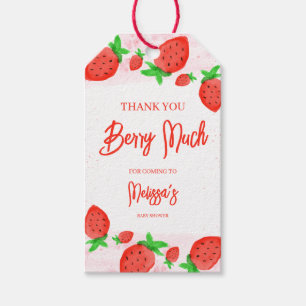 Watercolor Strawberry Girl Baby Shower thank you Gift Tags