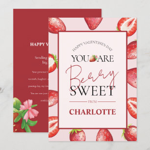 Watercolor Strawberry Humour Girly Valentine's Day Holiday Card