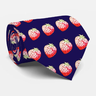 watercolor strawberry in navy tie