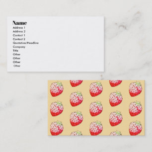 watercolor strawberry in yellow business card