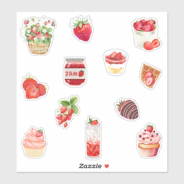 Watercolor Strawberry Lover Collage  (Sheet)
