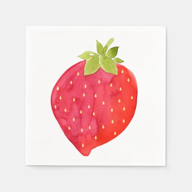 Watercolor Strawberry Napkin (Front)