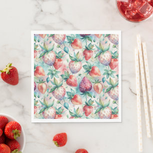 Watercolor Strawberry Napkin