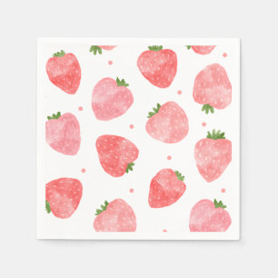 Watercolor Strawberry Napkins Strawberry Napkins