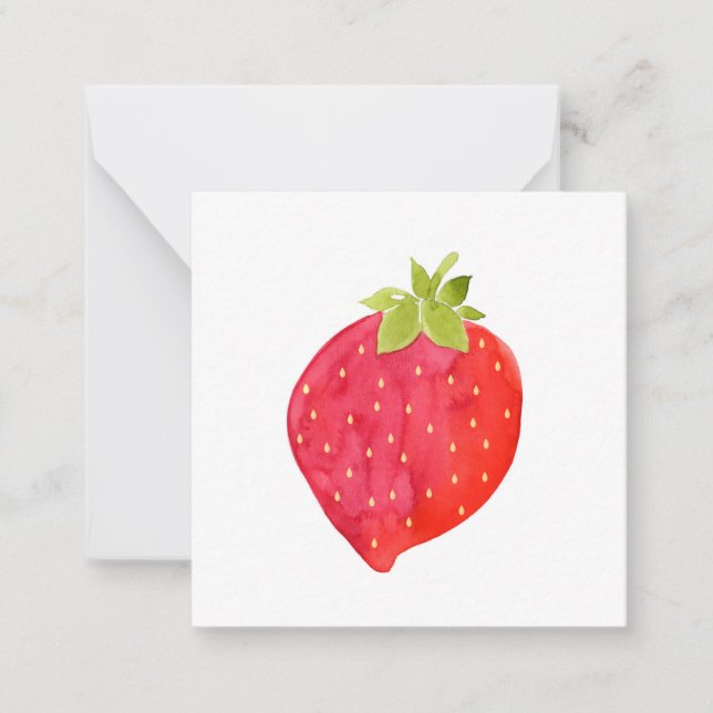 Watercolor Strawberry Note Card (Front)