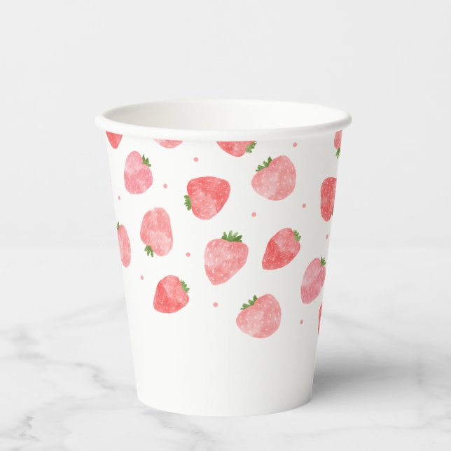 Watercolor Strawberry Paper Cups (Front)