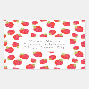 Watercolor Strawberry Pattern Address Labels