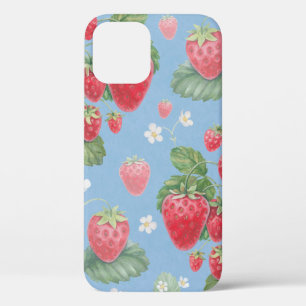 Watercolor strawberry pattern iPhone 12 case