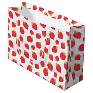 Watercolor Strawberry Pattern Large Gift Bag