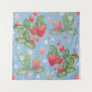 Watercolor strawberry pattern tapestry