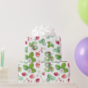 Watercolor Strawberry Pattern Wrapping Paper