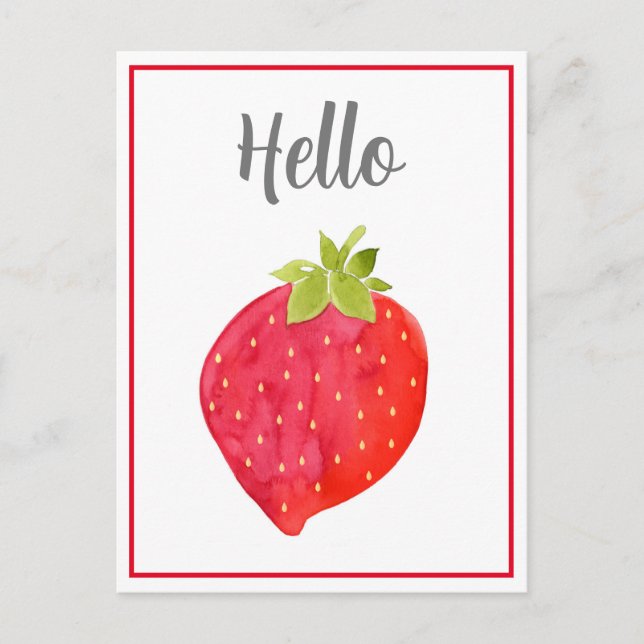 Watercolor Strawberry Postcard (Front)
