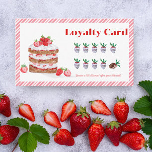 Watercolor Strawberry Short Cake Made with love Loyalty Card