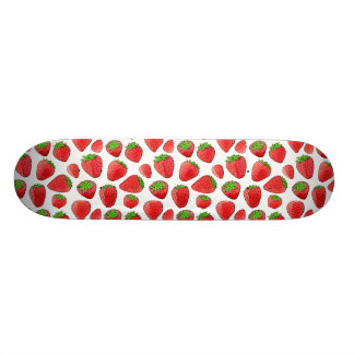 Watercolor Strawberry Skateboard