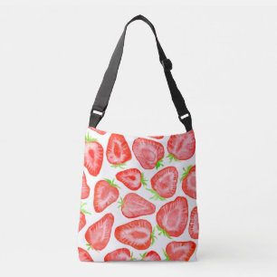 Watercolor strawberry slices pattern crossbody bag