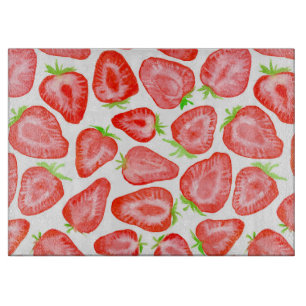 Watercolor strawberry slices pattern cutting board