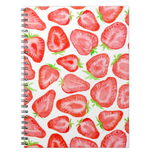 Watercolor strawberry slices pattern notebook