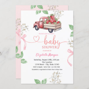 Watercolor Strawberry Truck Baby Shower Invitation