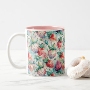 Watercolor Strawberry Two-Tone Coffee Mug