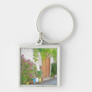 Watercolor street view key ring