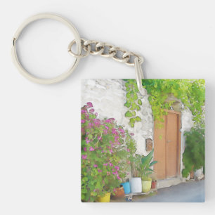 Watercolor street view key ring