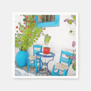 Watercolor street view napkin