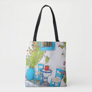 Watercolor street view tote bag