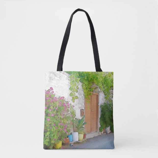 Watercolor street view tote bag (Front)